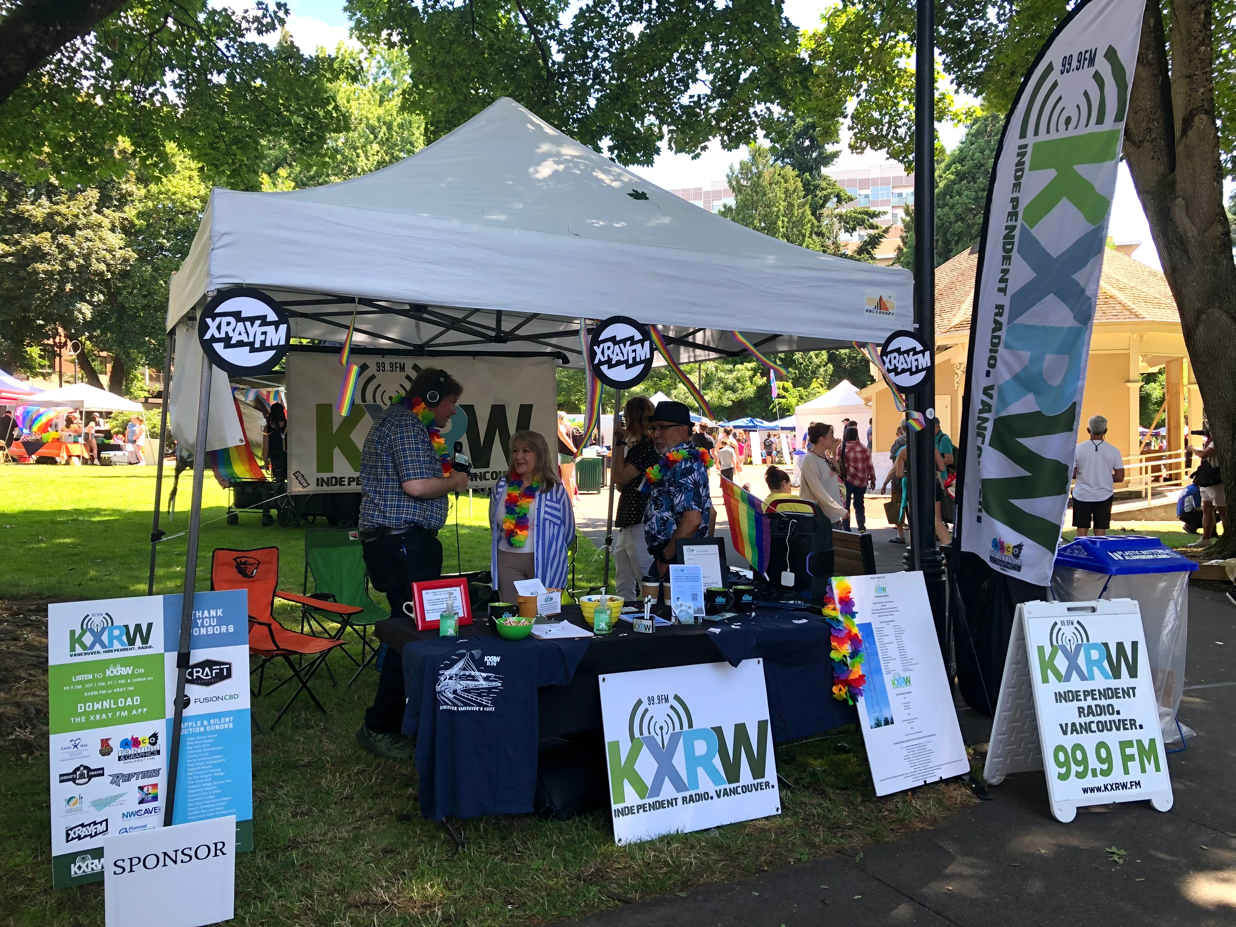 KXRW 99.9 FM booth at Vancouver Pride, Esther Short Park, Vancouver WA, 2022