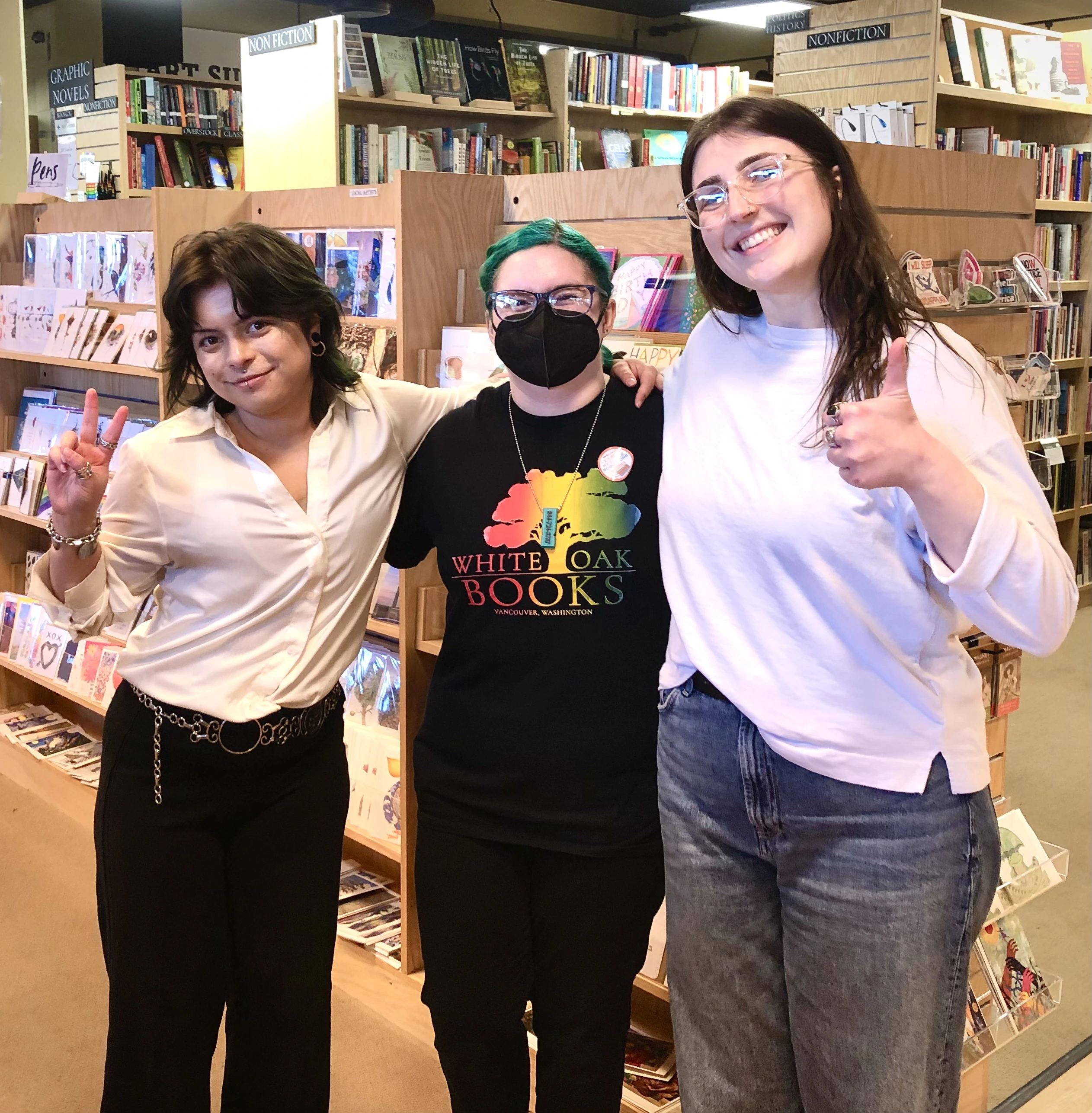 Staff and customers at White Oak Books, Vancouver WA, Independent Bookstore Day, April 25, 2026